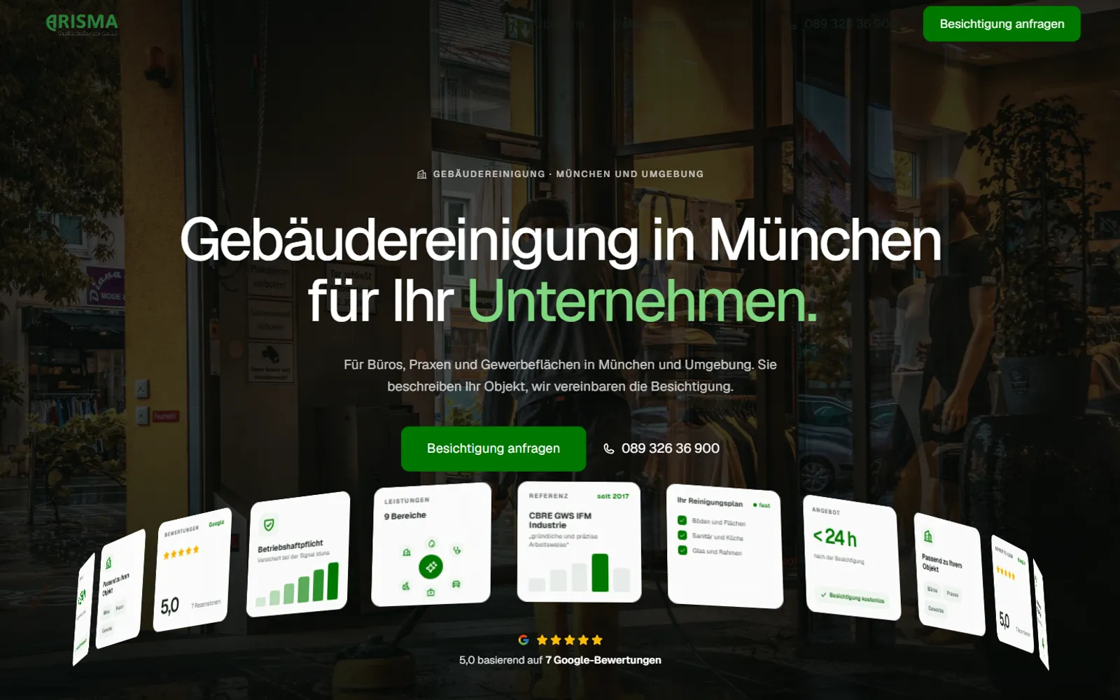 Startseite von Arisma Gebäudedienste